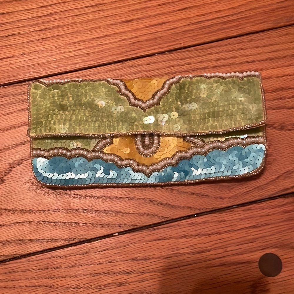 K.C  Malhan beaded clutch wallet